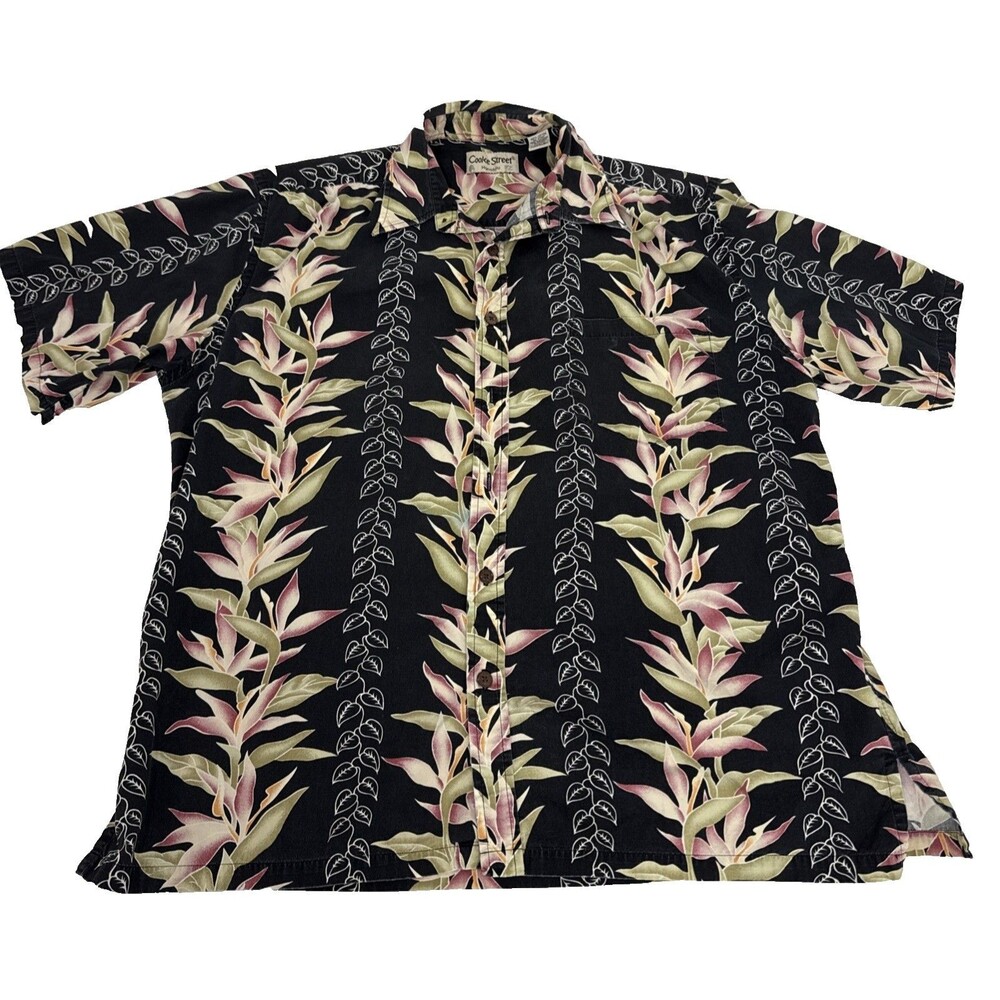 Cooke Street Honolulu Birds Of Paradise Hawaiian 100% Cotton Shirt Mens Sz Large